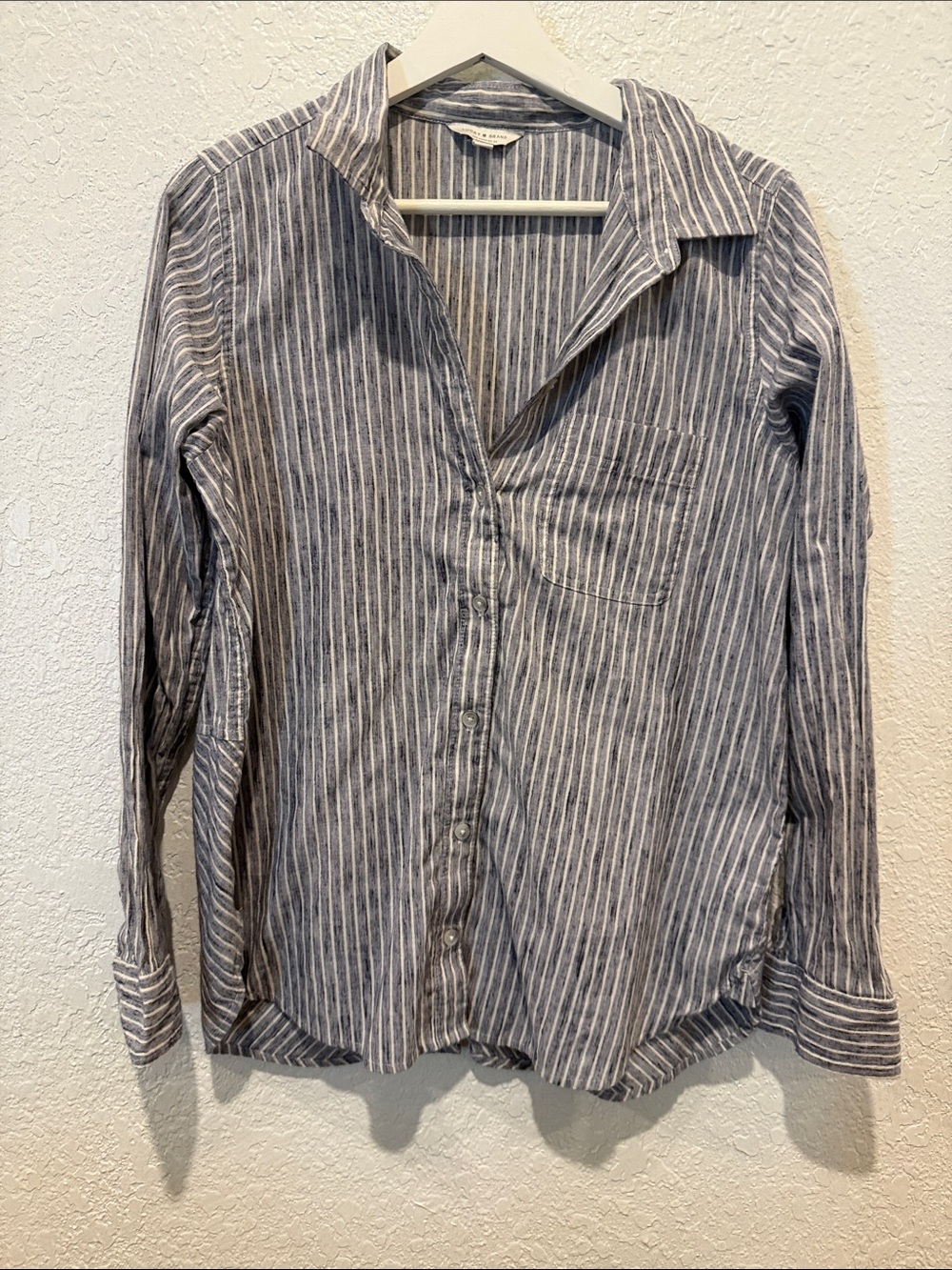 Lucky Brand Blue and White Striped Button-Down Shirt